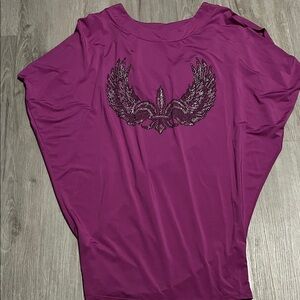 Forplay Magenta Blouse with Sequin Wings